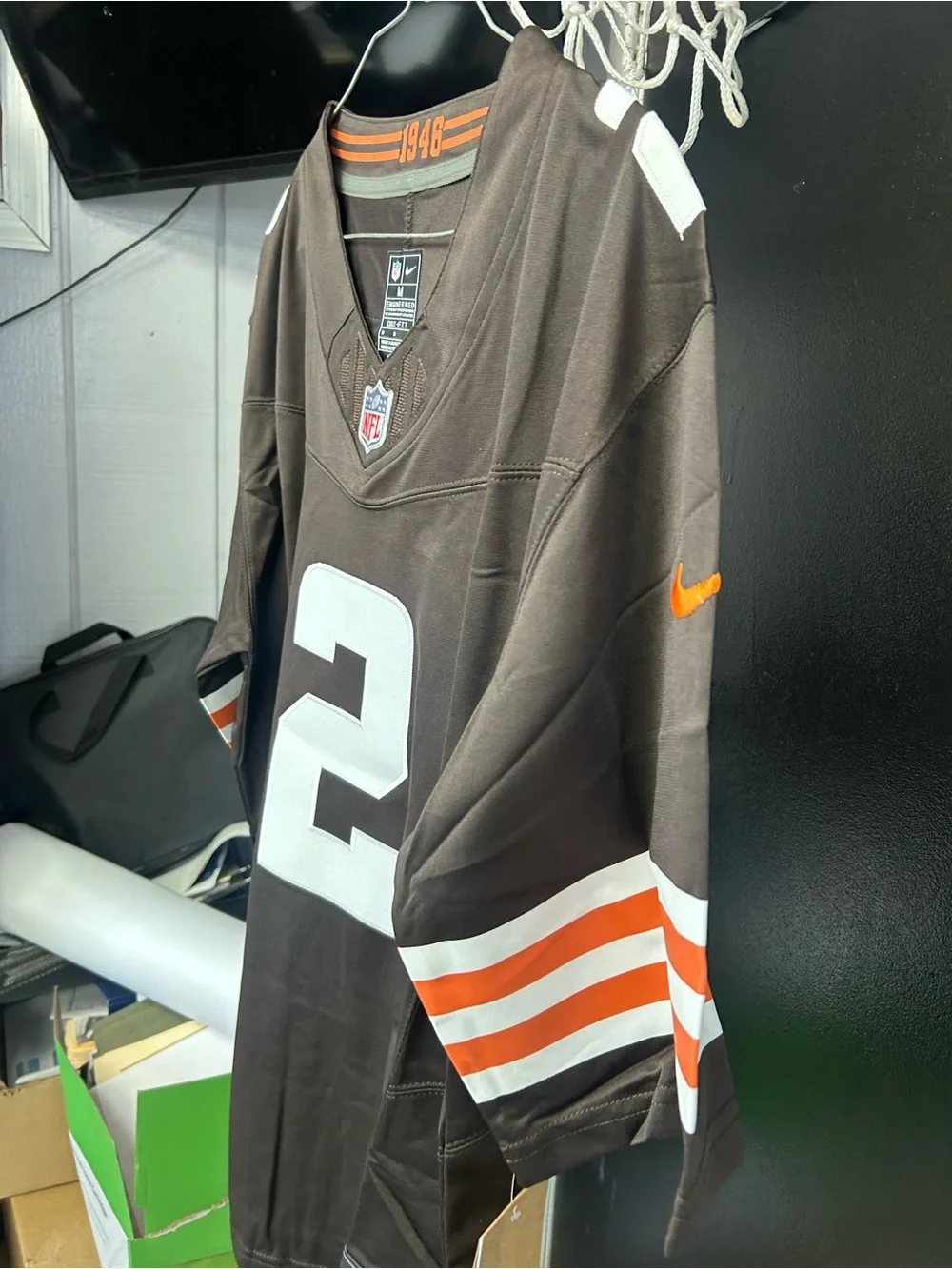 Nike Brown Cleveland Browns #2 Football Jersey with White & Orange Accents